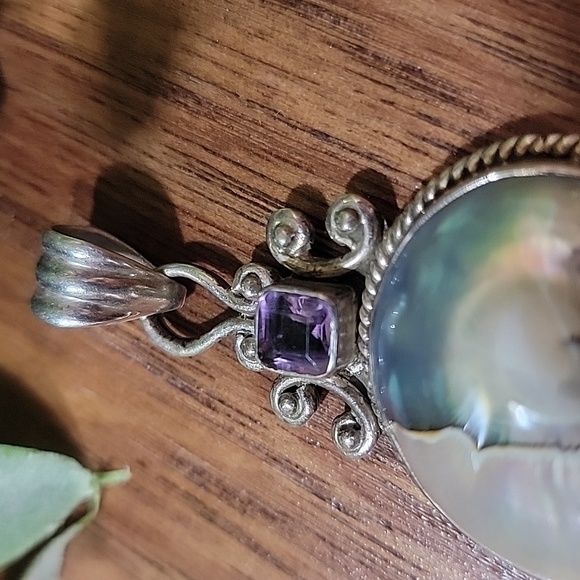 Mermaid Treasure Amethyst~Aquamarine~Sterling Silver Pendant - Picture 4 of 10